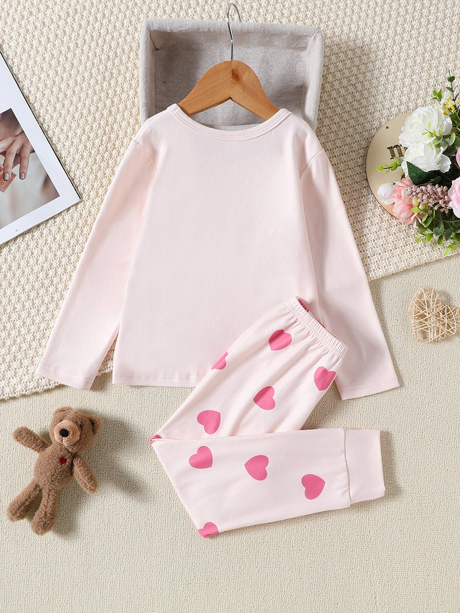 Girls Pink Lovely Bear T-Shirt and Pyjama Set