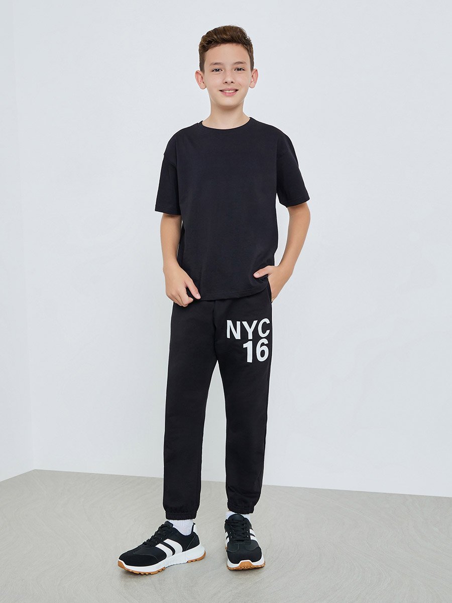Teen Boys Cotton Joggers with NYC Print