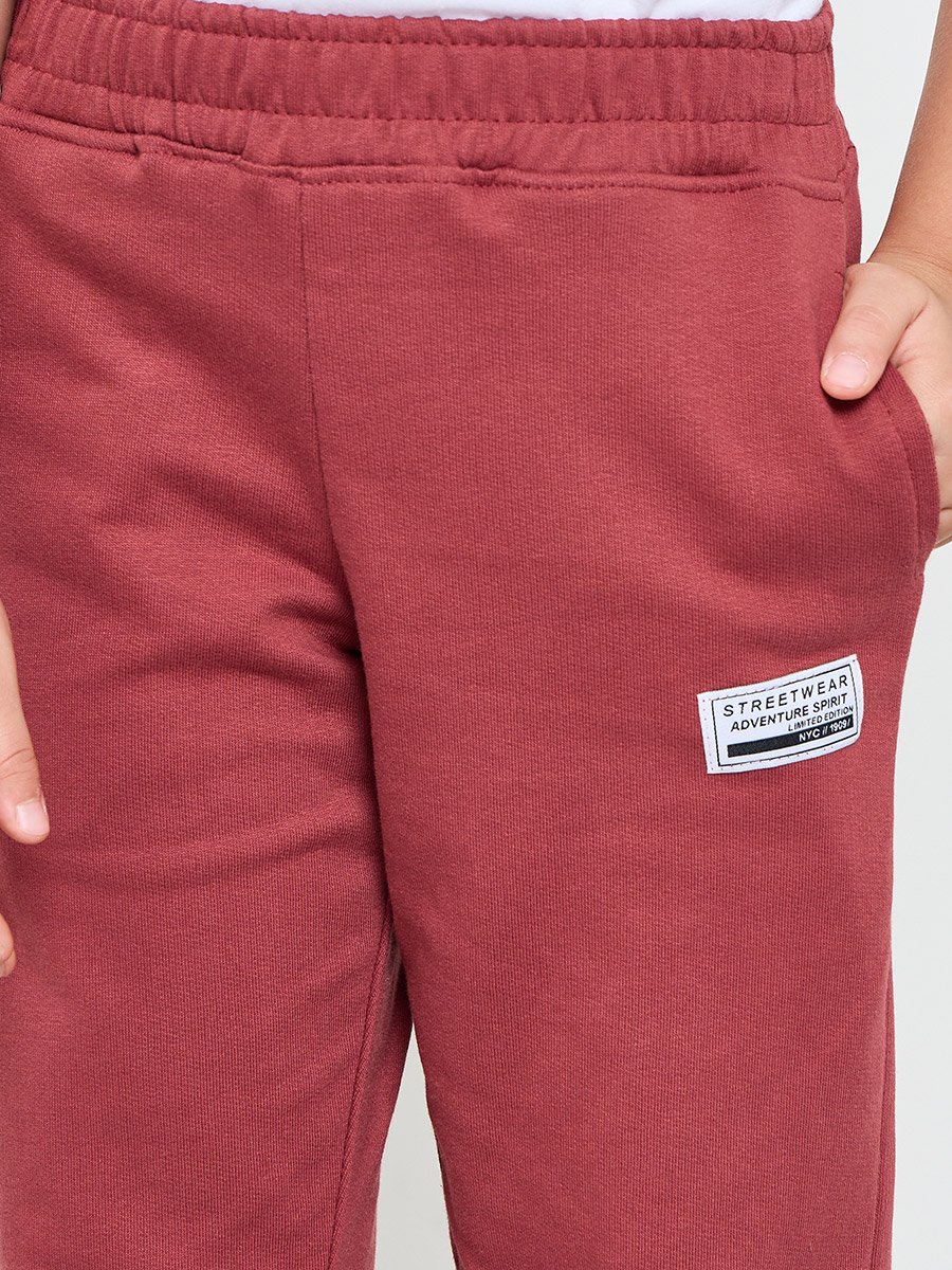 Girls Cotton Joggers with Badge Detail