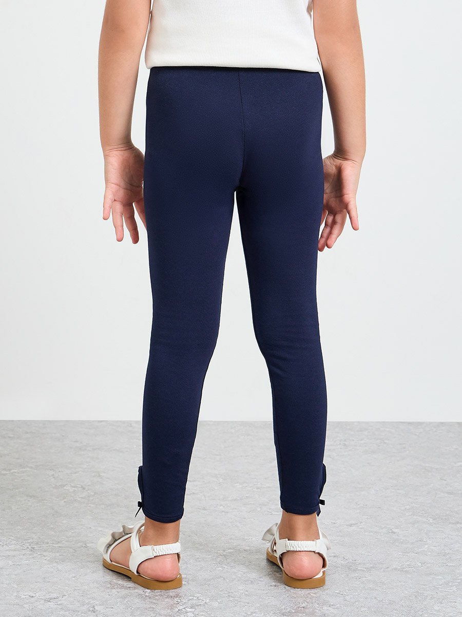 Girls Bow Detail Cotton Leggings