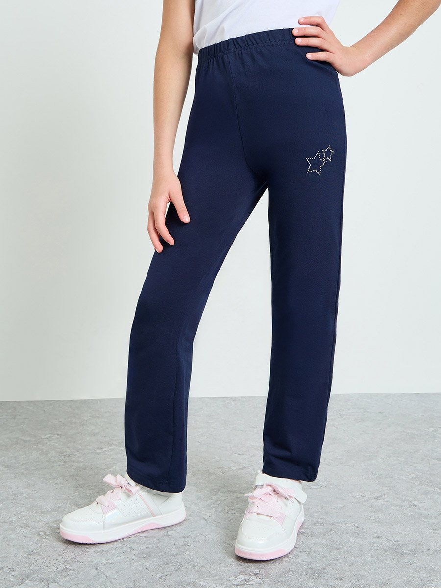 Girls Navy Blue Flared Leggings