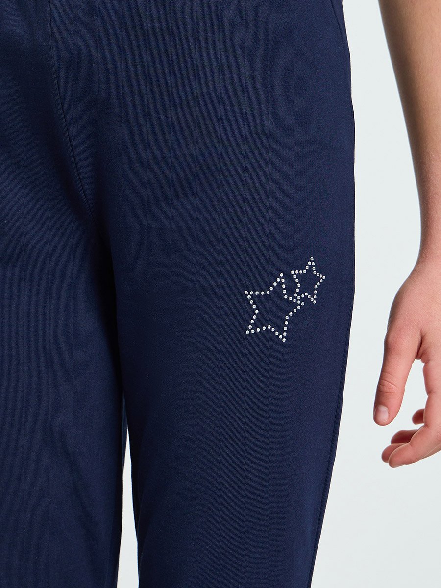 Girls Navy Blue Flared Leggings