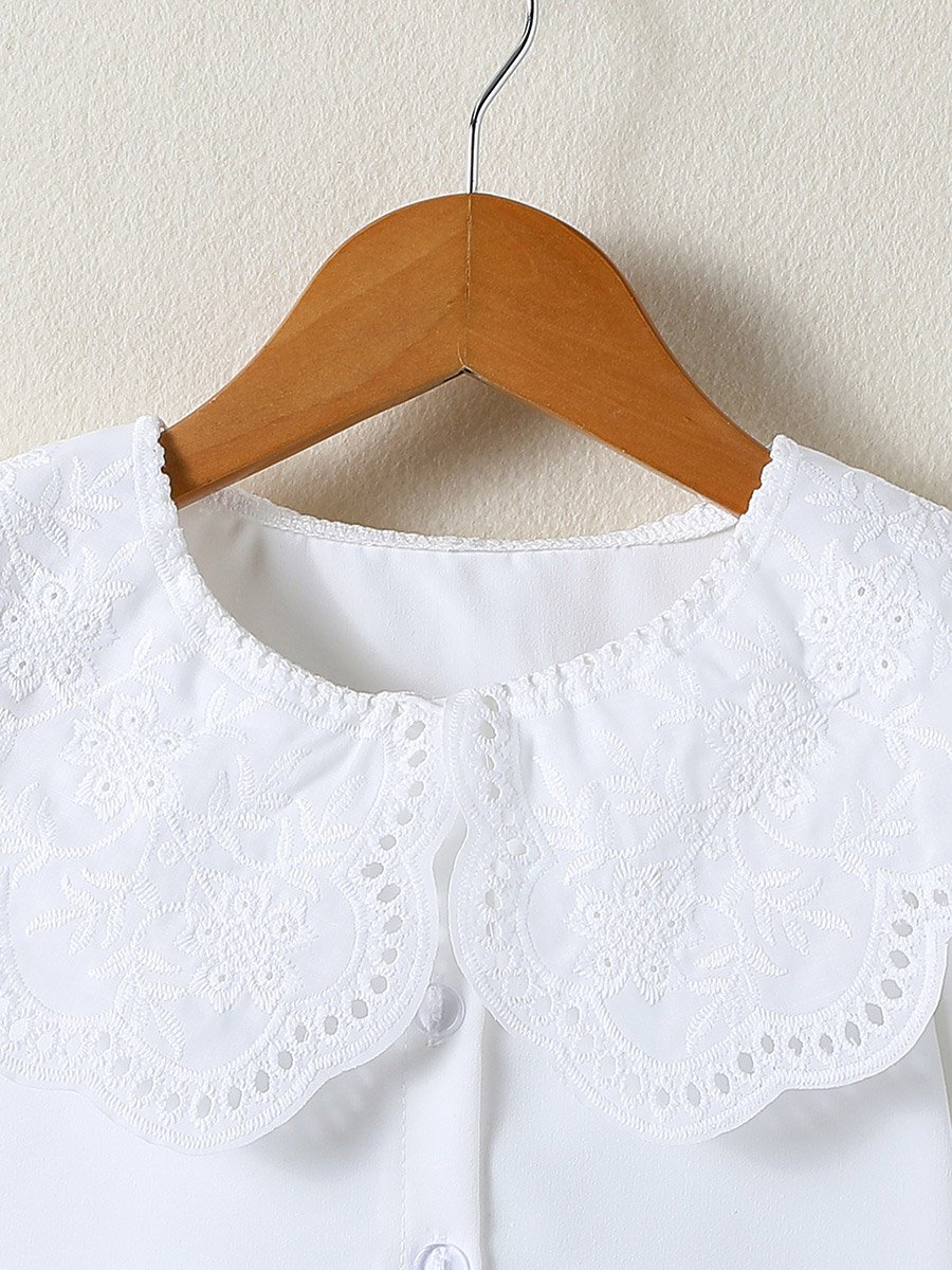 Girls White Peter Pan Collar Short Sleeve Shirt