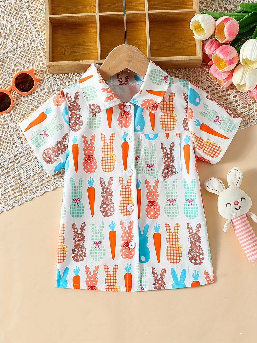 Kids Easter Bunny and Carrot Print Shirt