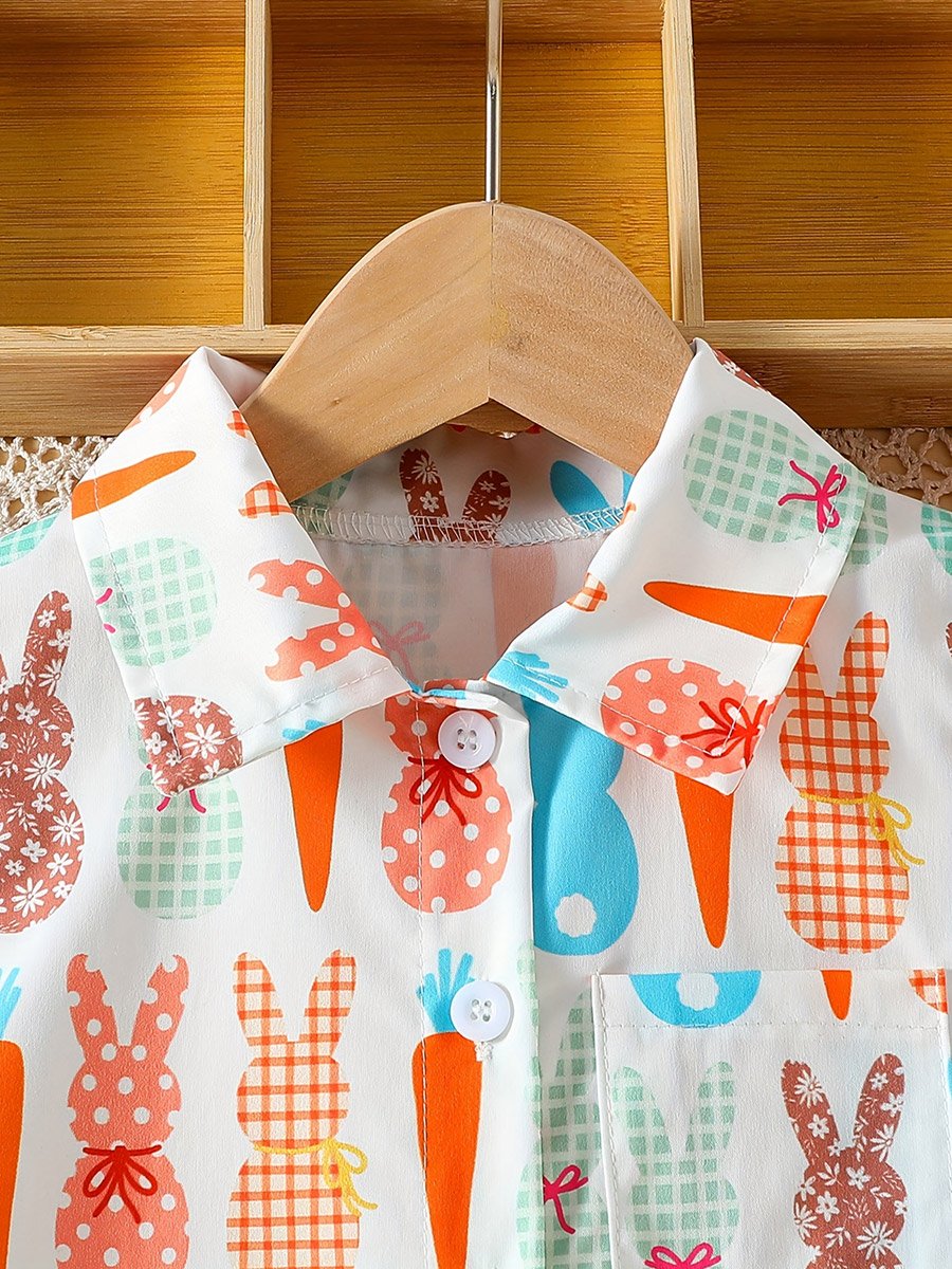 Kids Easter Bunny and Carrot Print Shirt