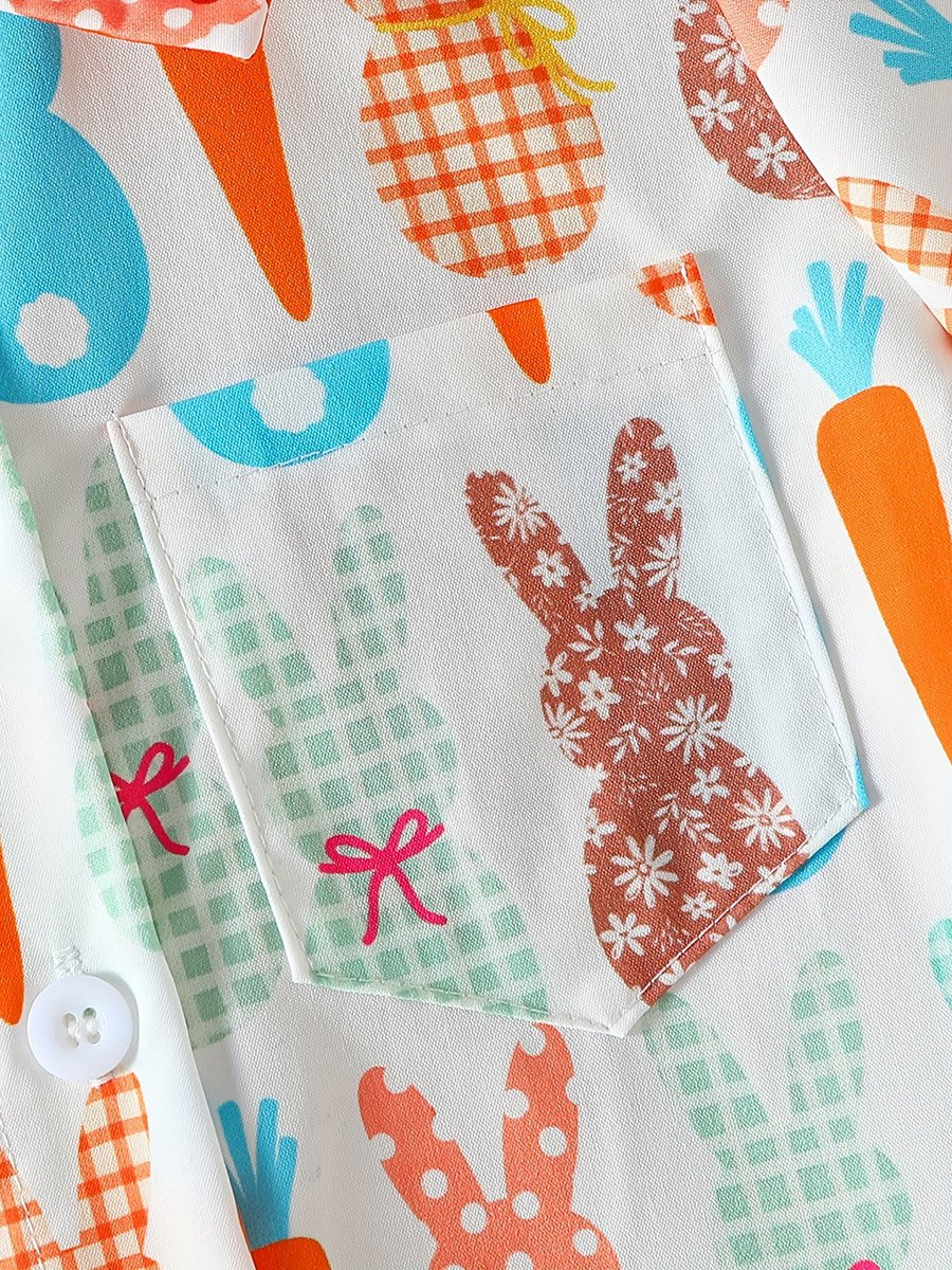 Kids Easter Bunny and Carrot Print Shirt