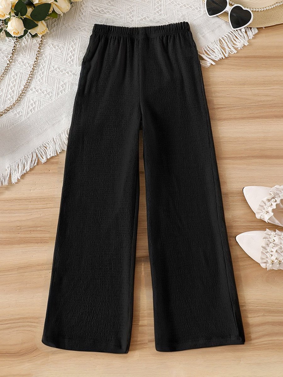 Girls Black Buttoned Waistcoat and Trousers Set
