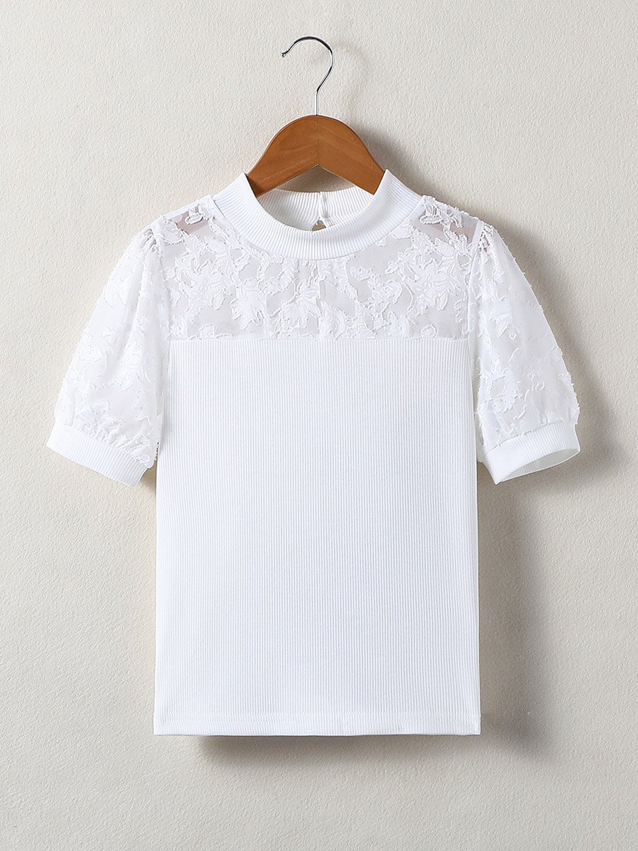 Girls White Lace Patchwork Top
