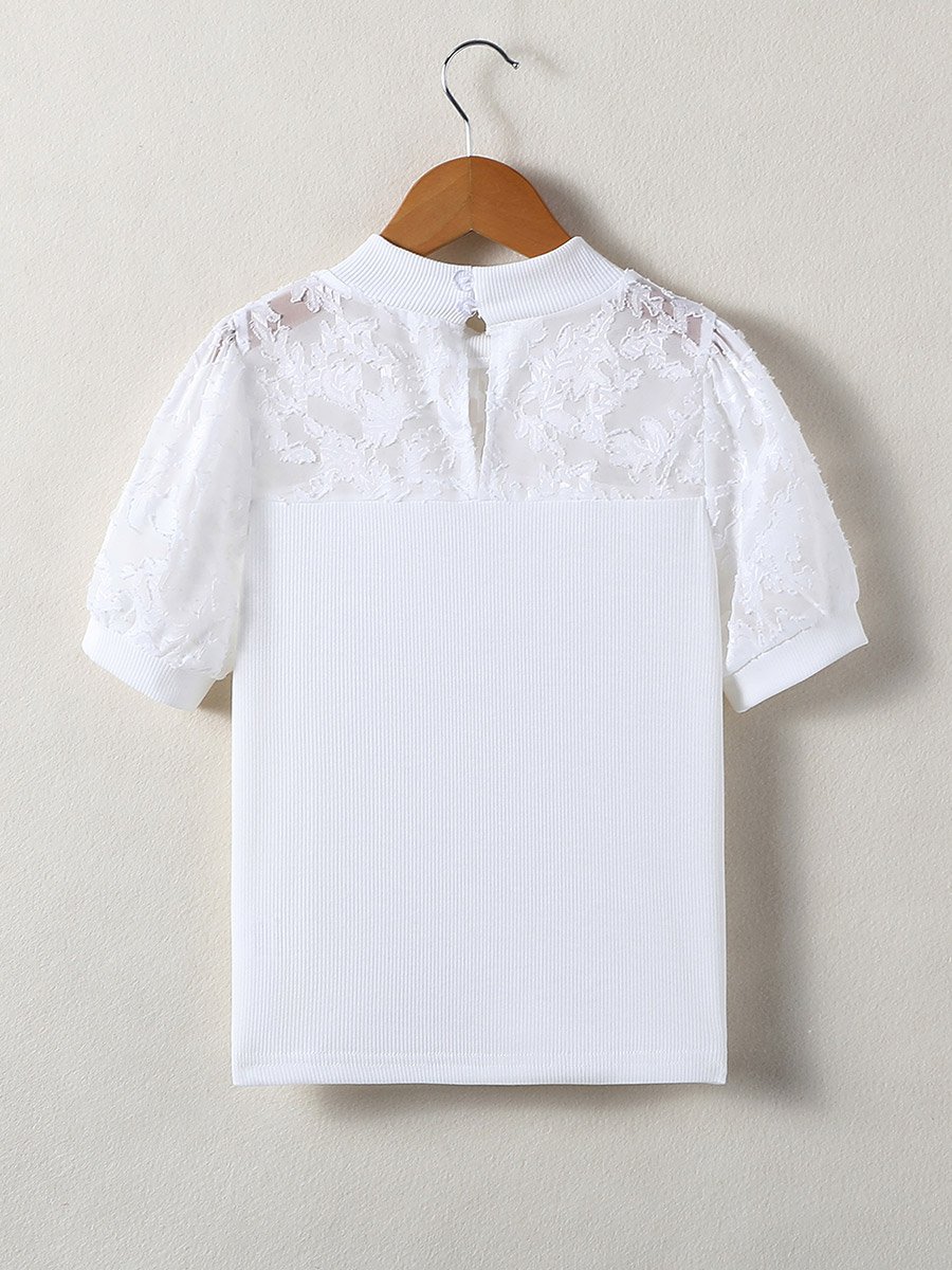 Girls White Lace Patchwork Top