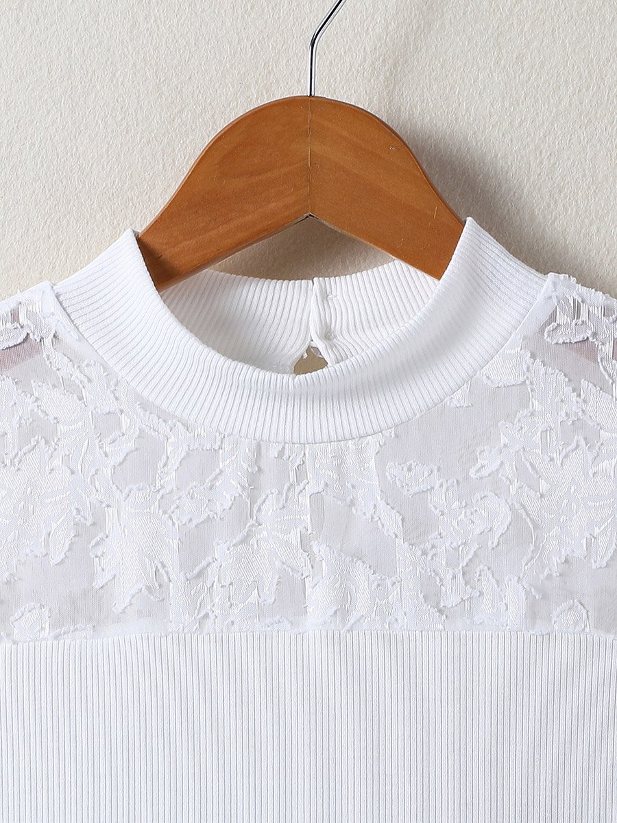 Girls White Lace Patchwork Top