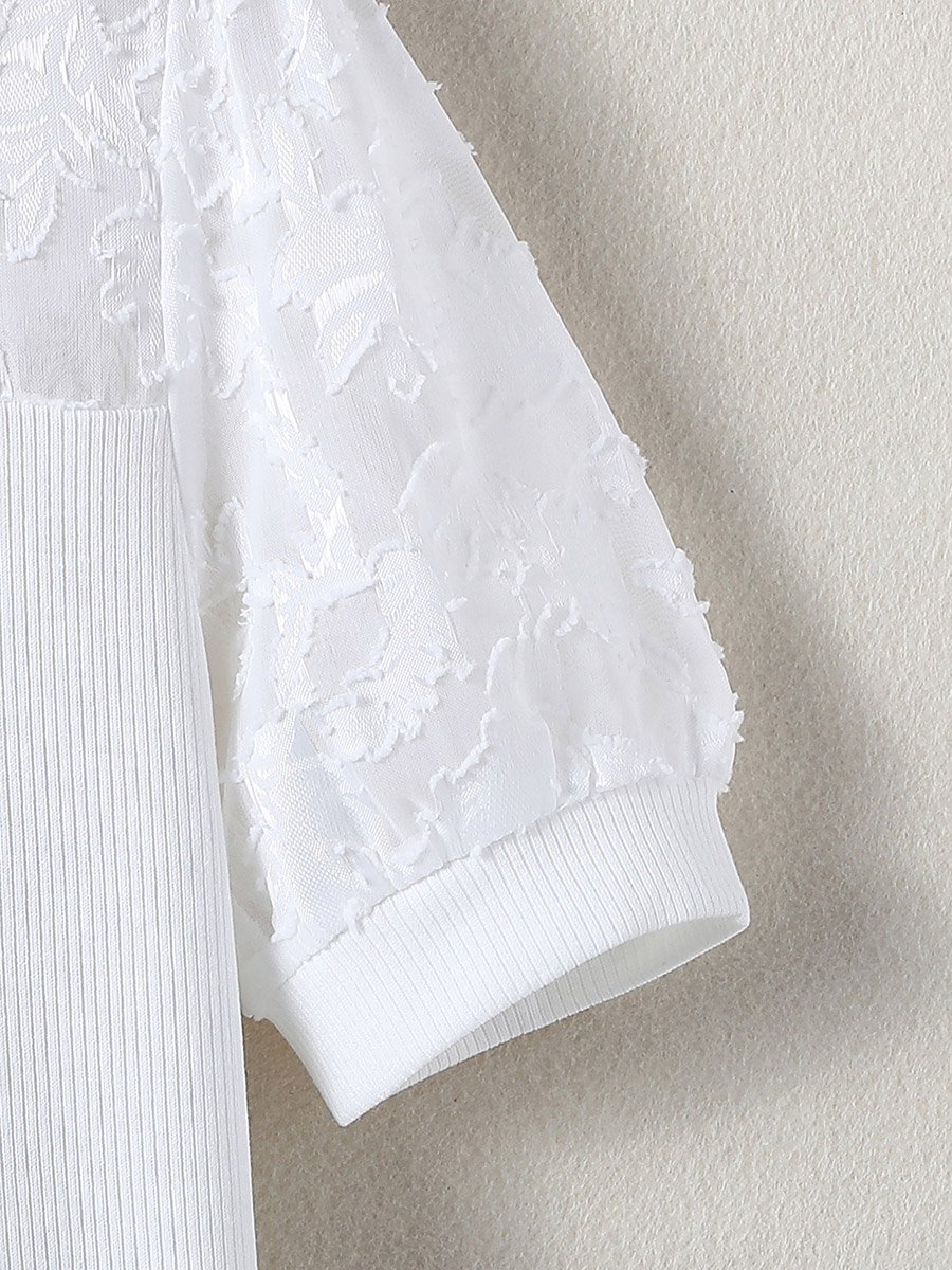 Girls White Lace Patchwork Top