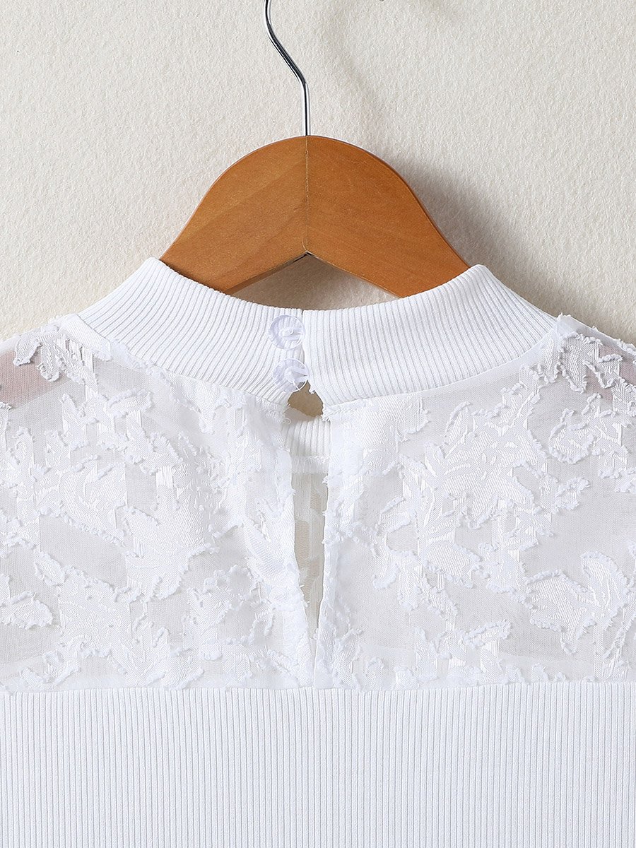 Girls White Lace Patchwork Top