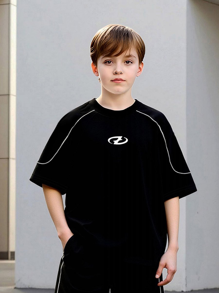 Boys Black Graphic Print T-Shirt and Shorts Set