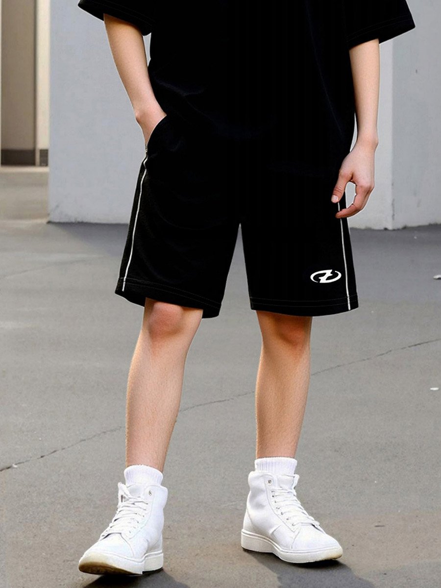 Boys Black Graphic Print T-Shirt and Shorts Set