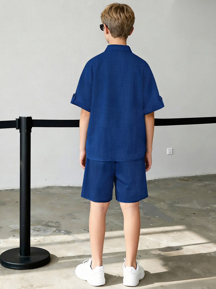 Teen Boys Solid Short Sleeve Shirt and Shorts Set