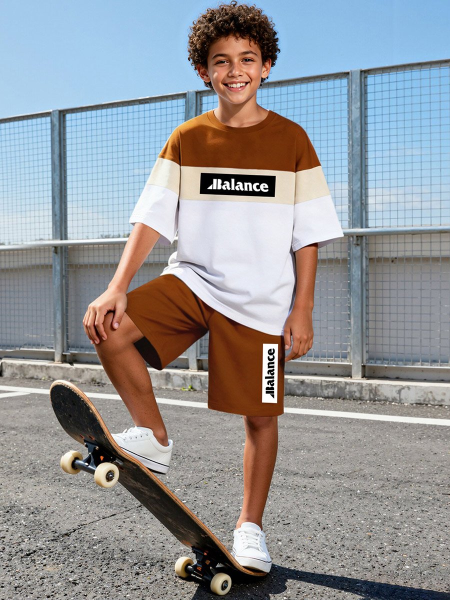 Teen Boys Color Block T-Shirt and Shorts Set