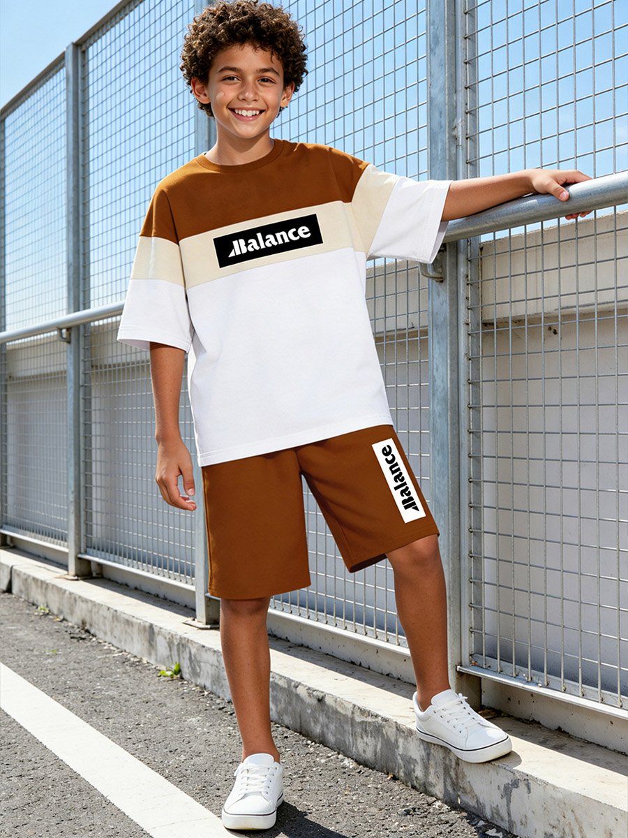 Teen Boys Color Block T-Shirt and Shorts Set