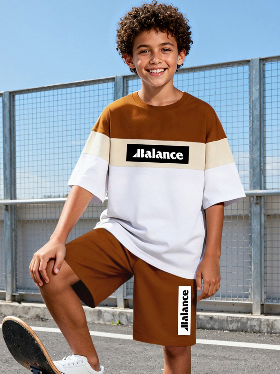 Teen Boys Color Block T-Shirt and Shorts Set