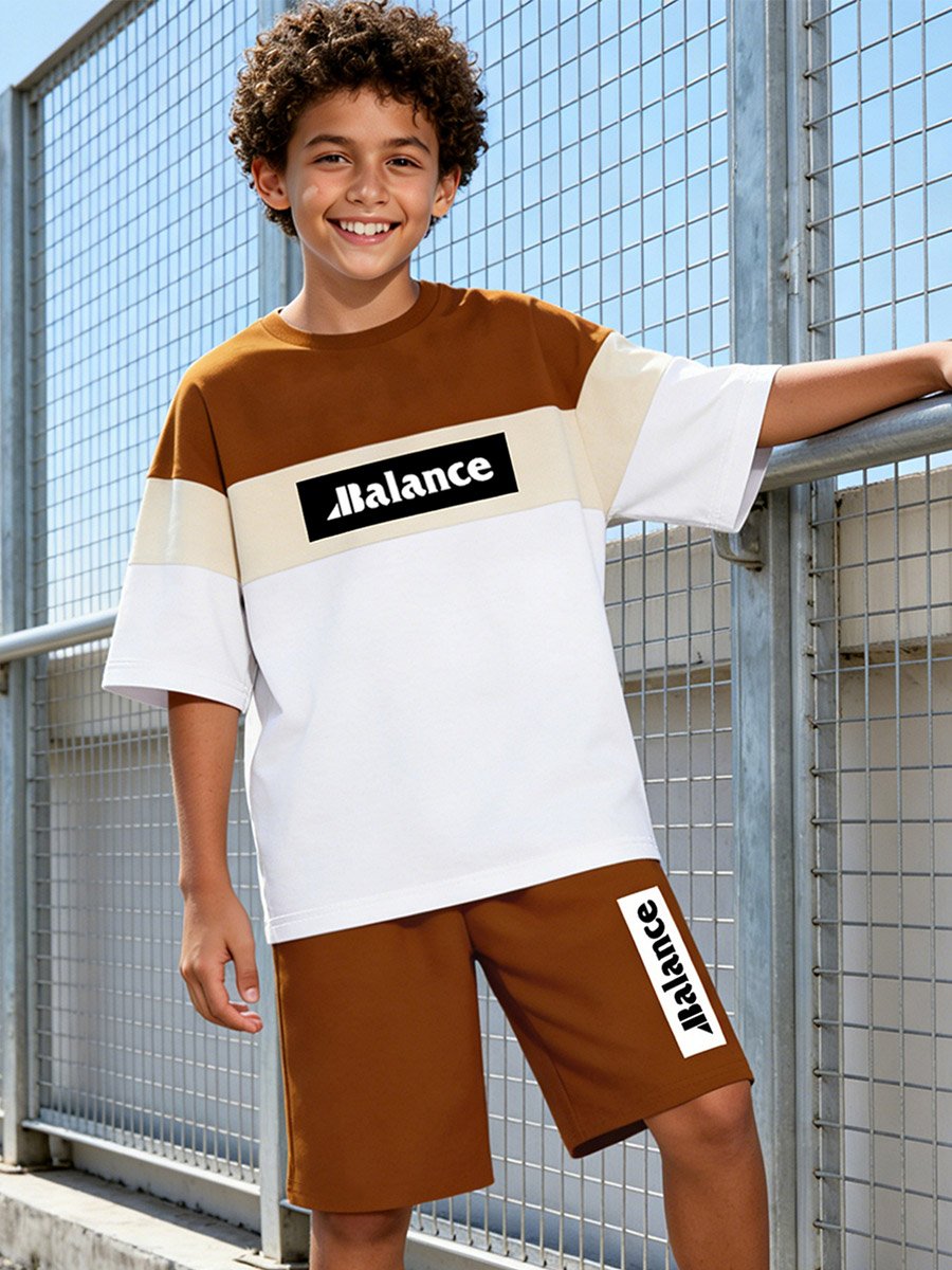 Teen Boys Color Block T-Shirt and Shorts Set