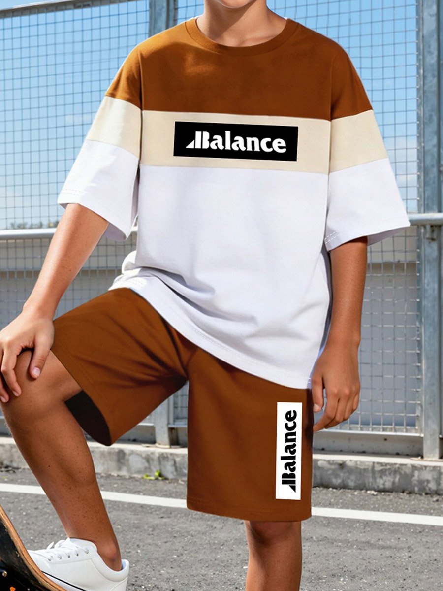 Teen Boys Color Block T-Shirt and Shorts Set
