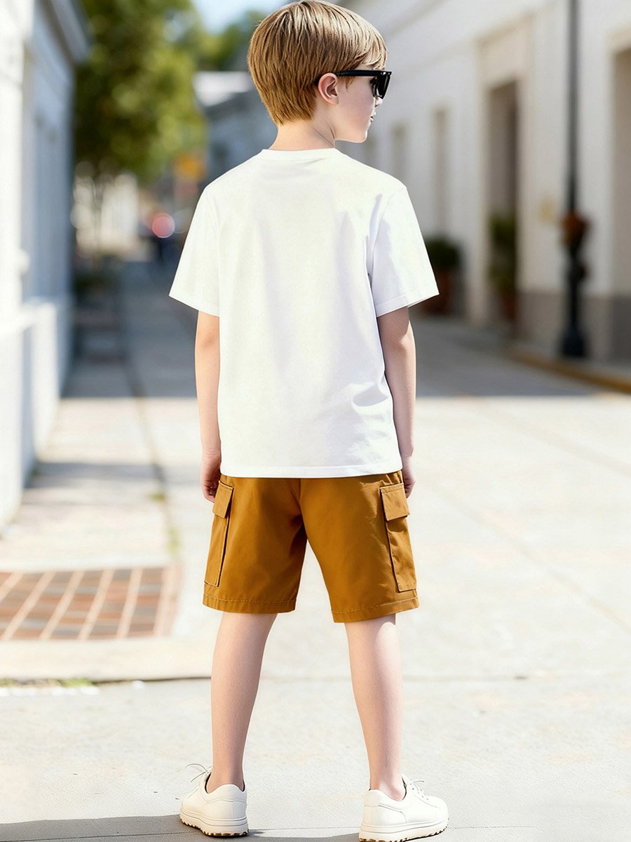 Teen Boys Graphic Print T-Shirt and Cargo Shorts Set
