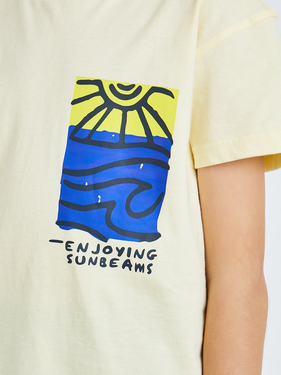 Kids Yellow Cotton Graphic Print T-Shirt