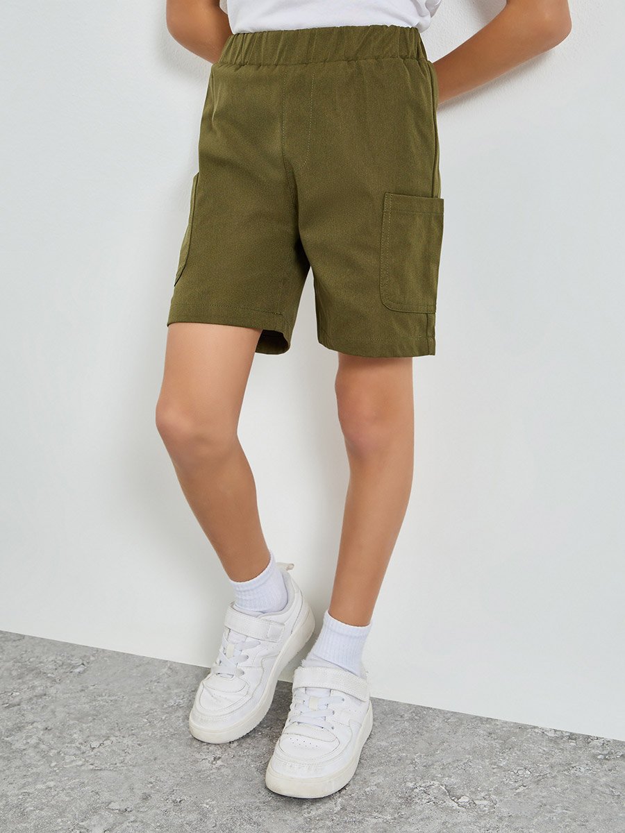 Kids Olive Green Cargo Shorts