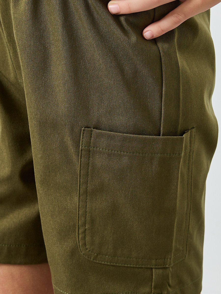 Kids Olive Green Cargo Shorts