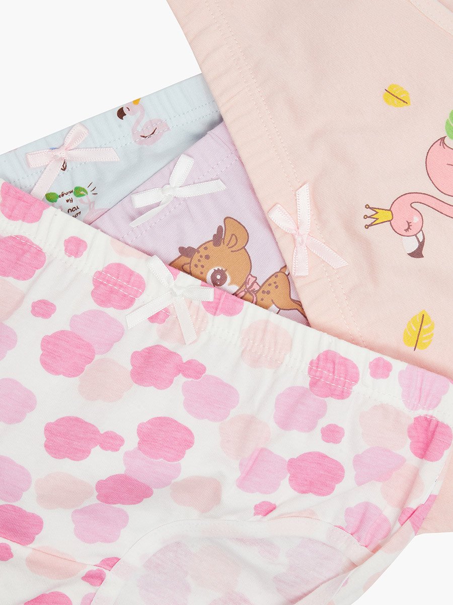 Pack of 4 - Girls Cotton Printed Briefs