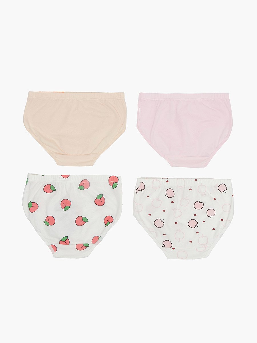 Pack of 4 - Girls Printed Cotton Briefs