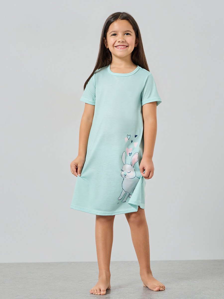 Pack of 2 - Girls Printed Short Sleeve Nightdress