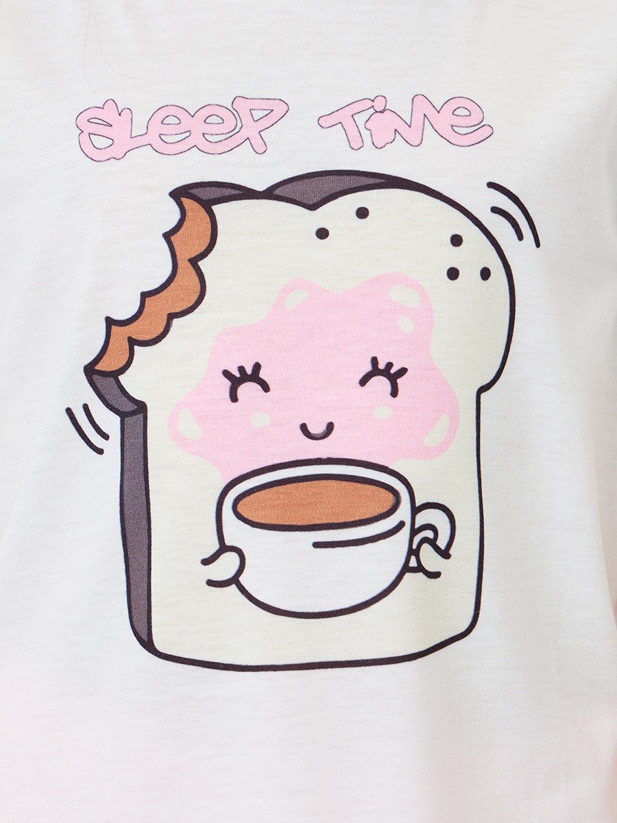 Girls Graphic Print T-Shirt and Pyjama Set