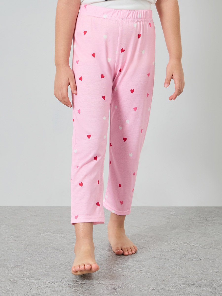 Girls Graphic Print T-Shirt and Pyjama Set