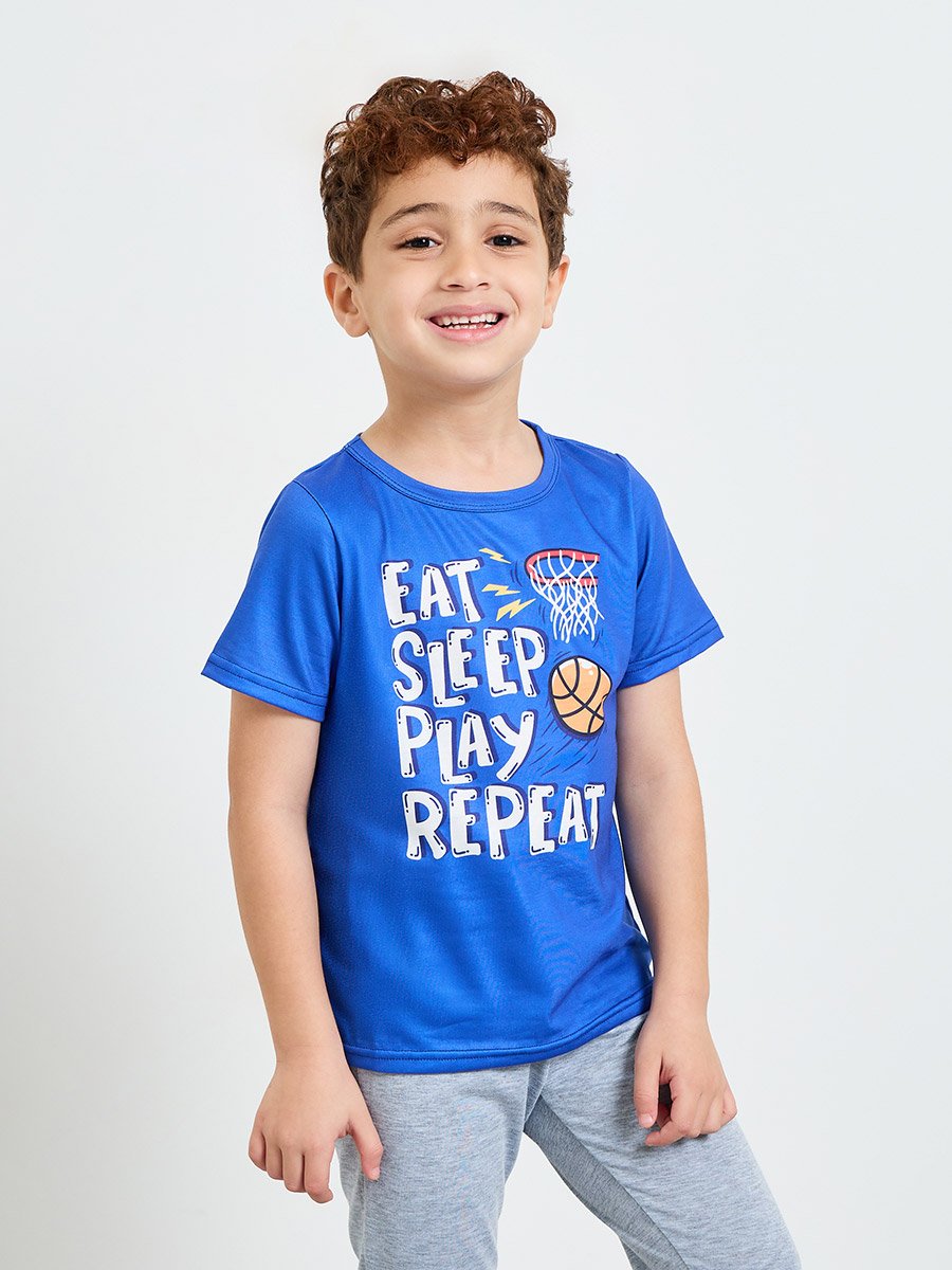 Boys Graphic Print T-Shirt and Cuffed Pyjama Set