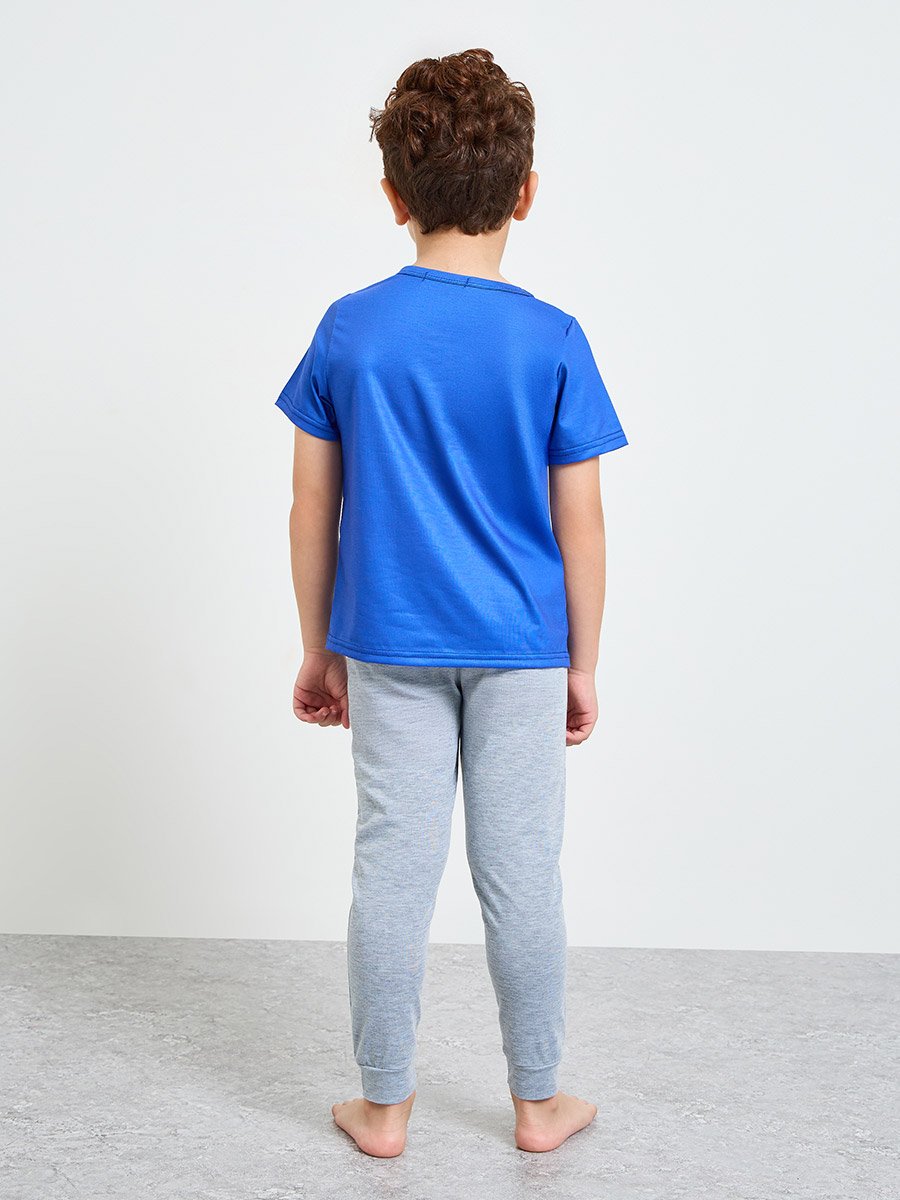 Boys Graphic Print T-Shirt and Cuffed Pyjama Set