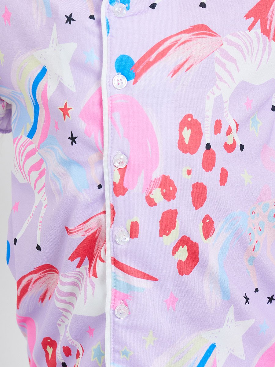 Girls Unicorn Print Shirt and Pyjama Set