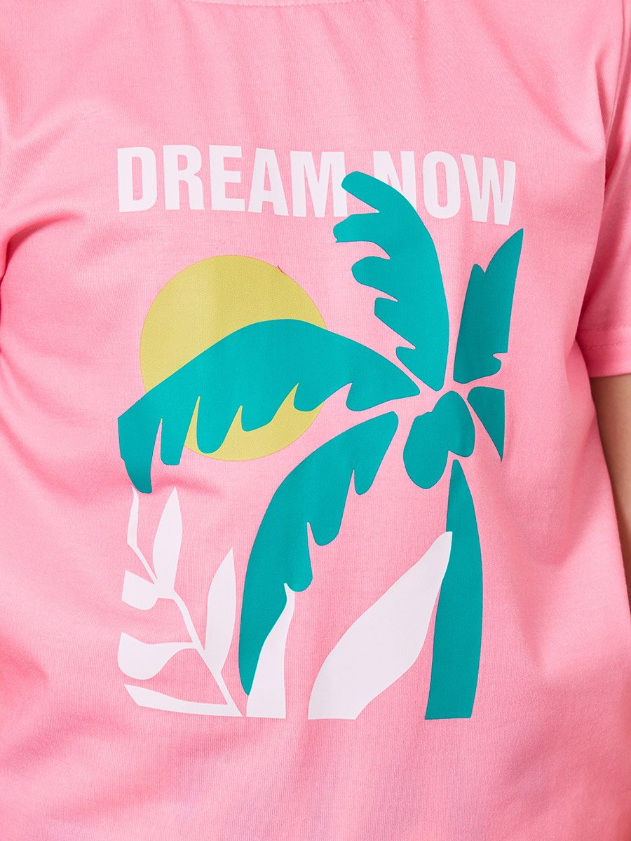 Girls Printed Short Sleeve T-Shirt and Pyjama Set