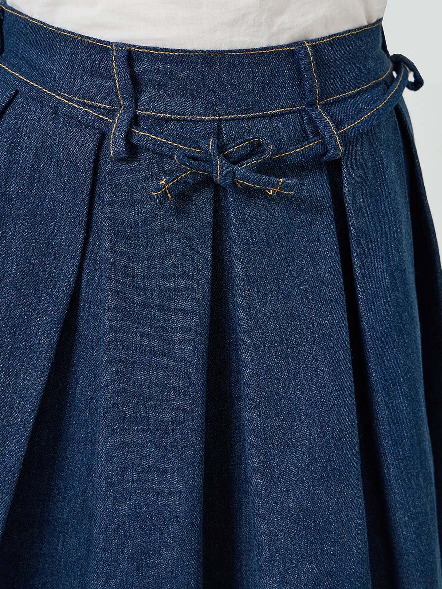 Girls Medium Blue Pleated Skirt