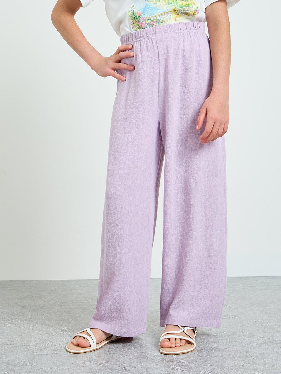 Teen Girls Wide Leg Viscose Blend Pants