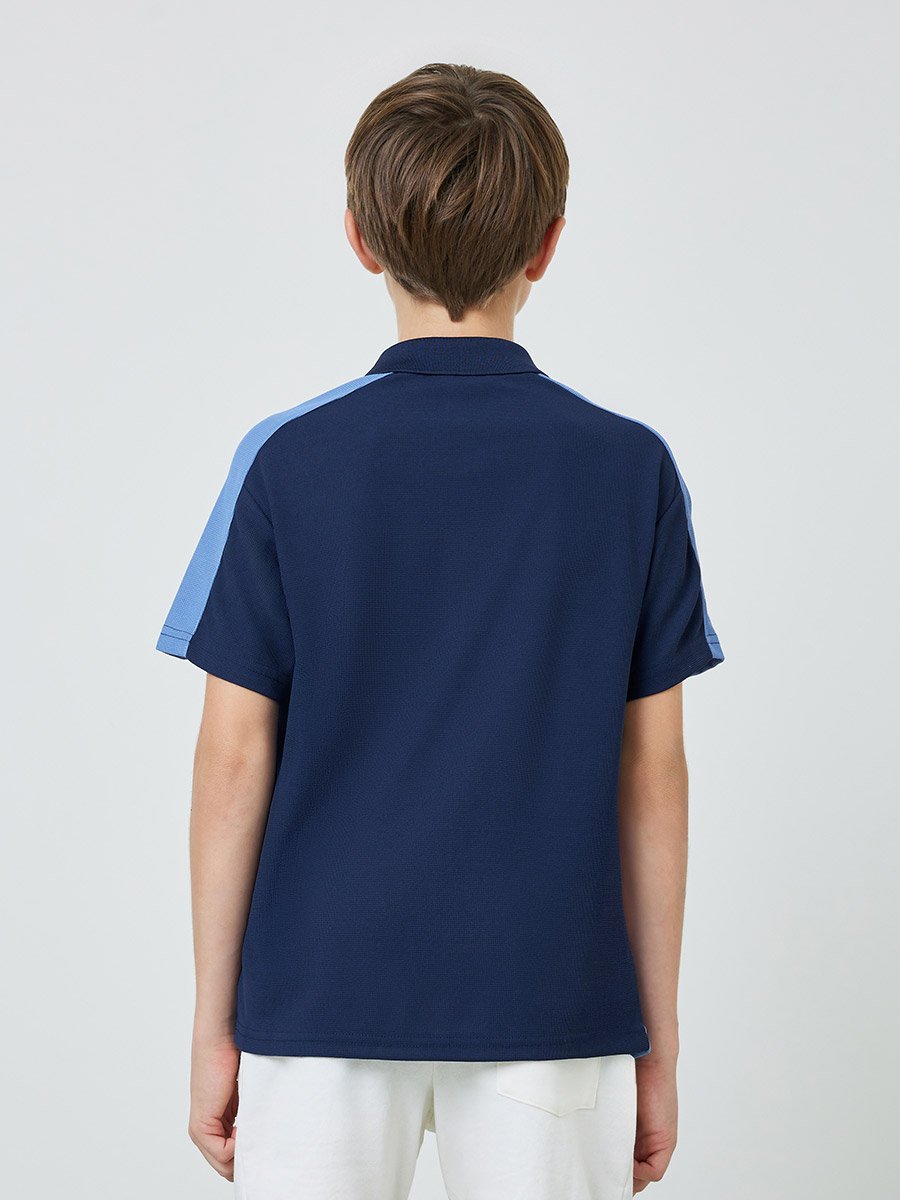 Teen Boys Color Block Polo T-Shirt with Quarter Zip