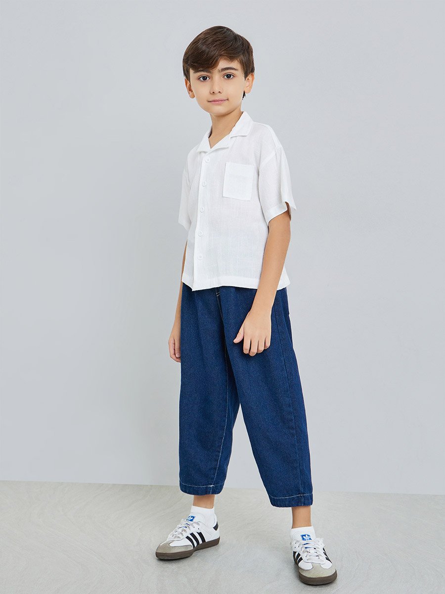 Kids White Short Sleeve Shirt
