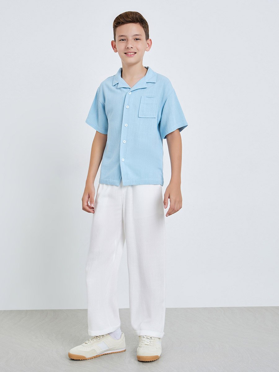 Kids Light Blue Resort Collar Shirt