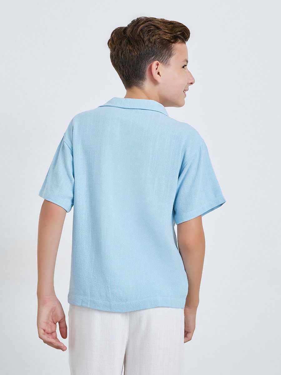 Kids Light Blue Resort Collar Shirt