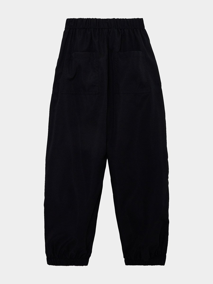 Boys Black Woven Joggers with Elastic Waist