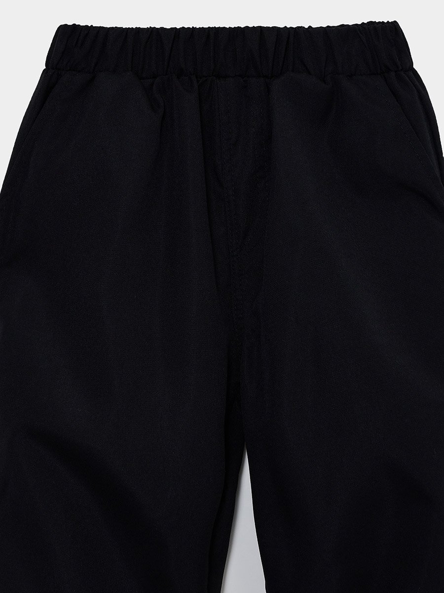 Boys Black Woven Joggers with Elastic Waist