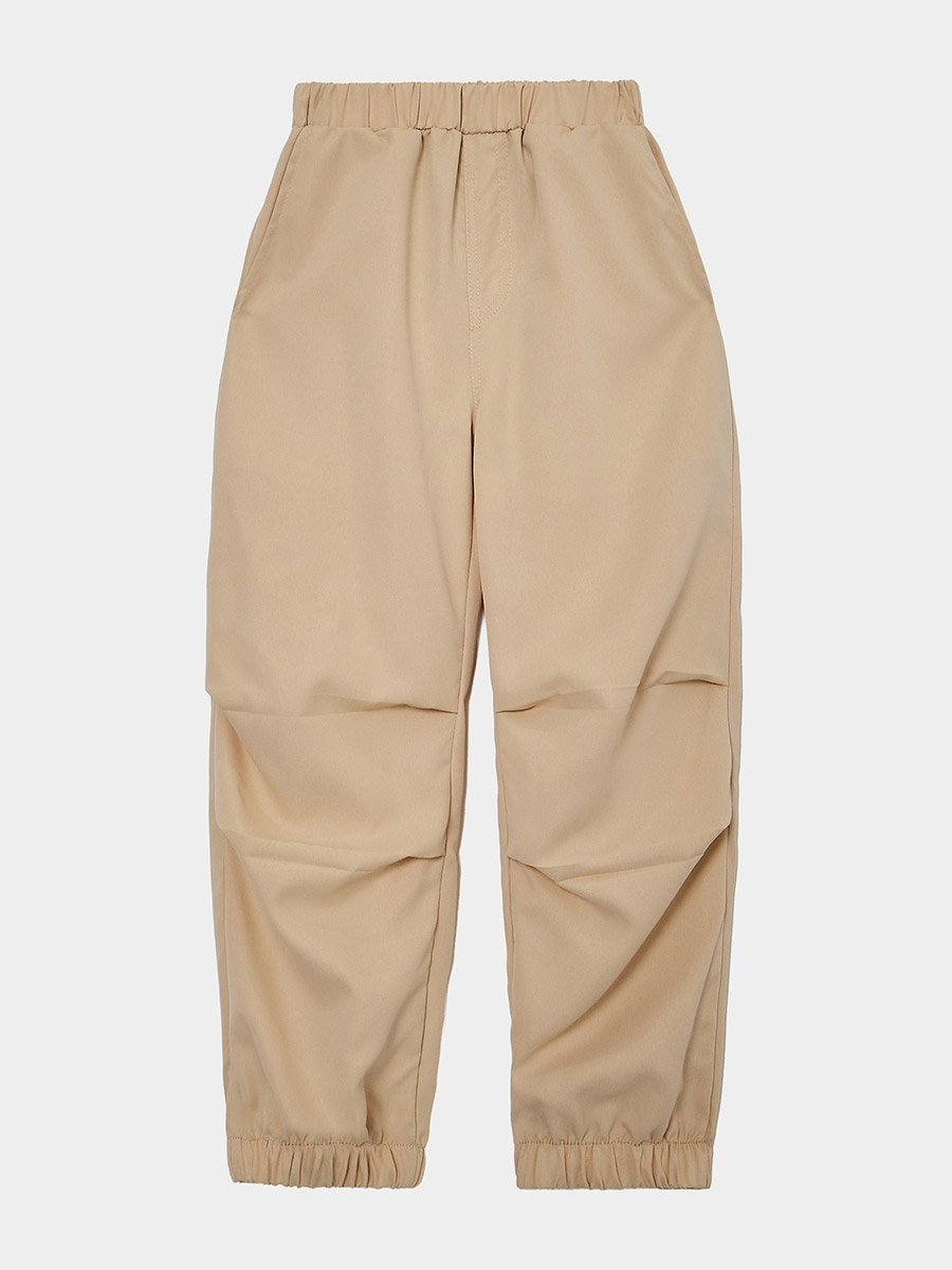 Boys Beige Woven Joggers with Elastic Waist