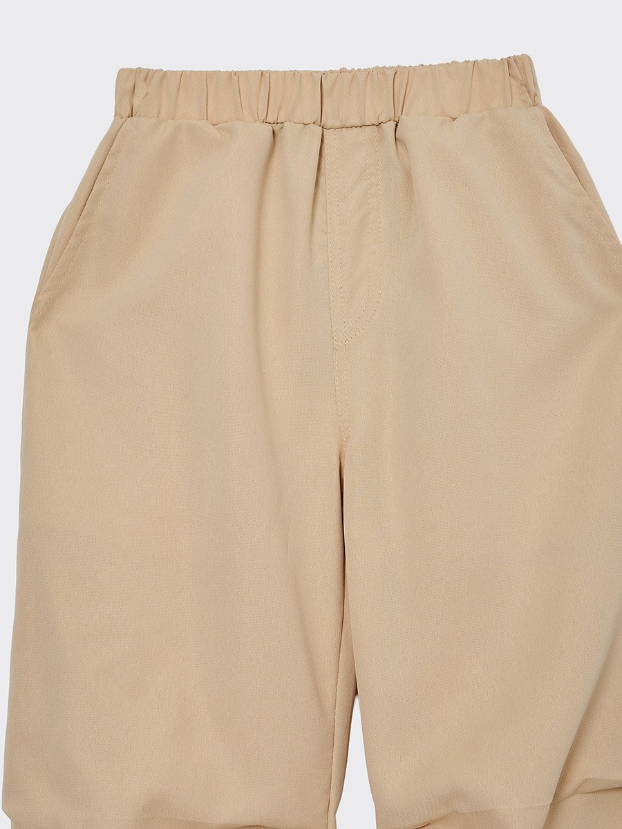 Boys Beige Woven Joggers with Elastic Waist
