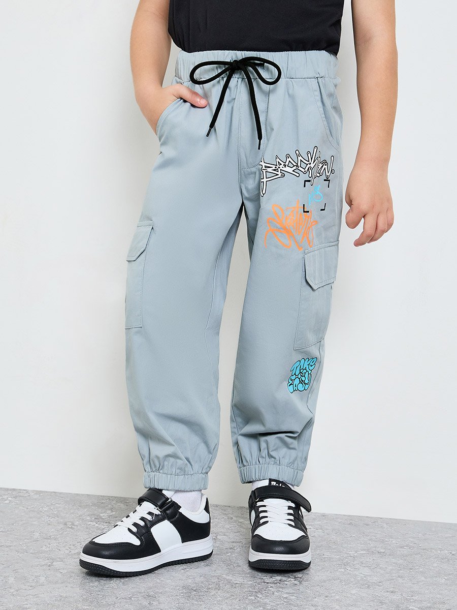 Boys Graffiti Print Cargo Joggers 