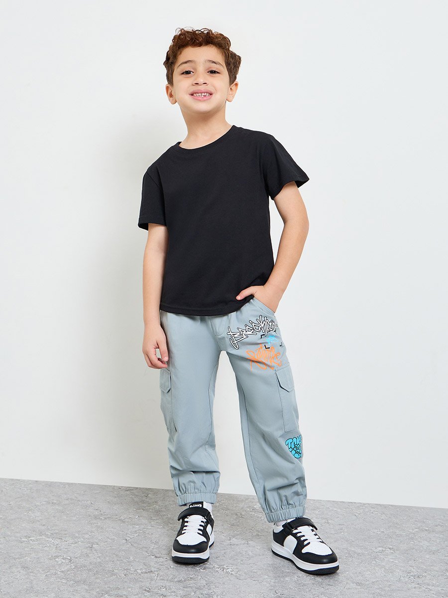 Boys Graffiti Print Cargo Joggers 