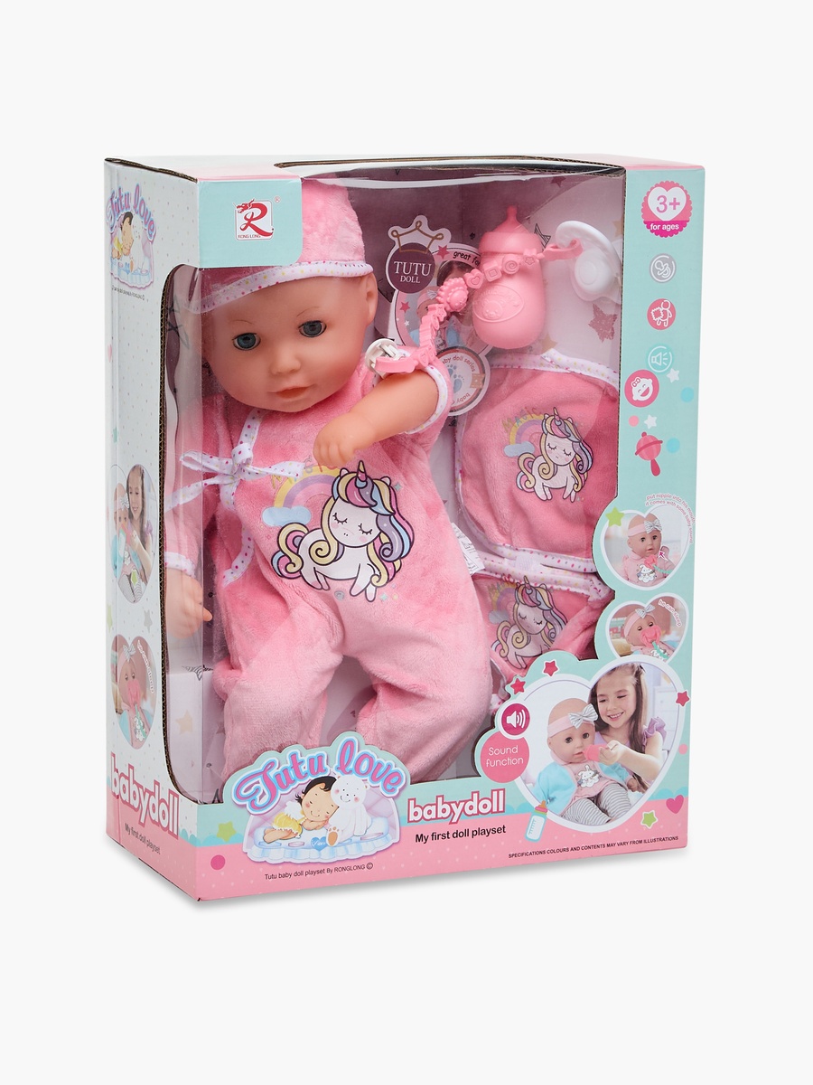 Unicorn Print Baby Doll Playset - 35 cm